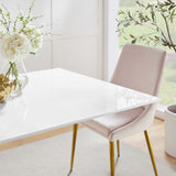 Lumen 60" Rectangular Wood Dining Table in Gold White