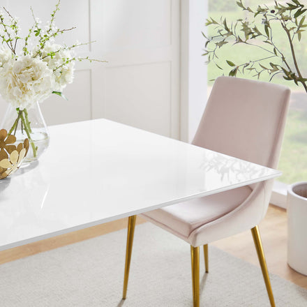 Lippa 60" Rectangular Wood Dining Table in Gold White