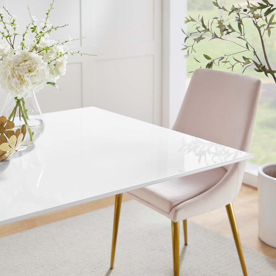 Lumen 60" Rectangular Wood Dining Table in Gold White