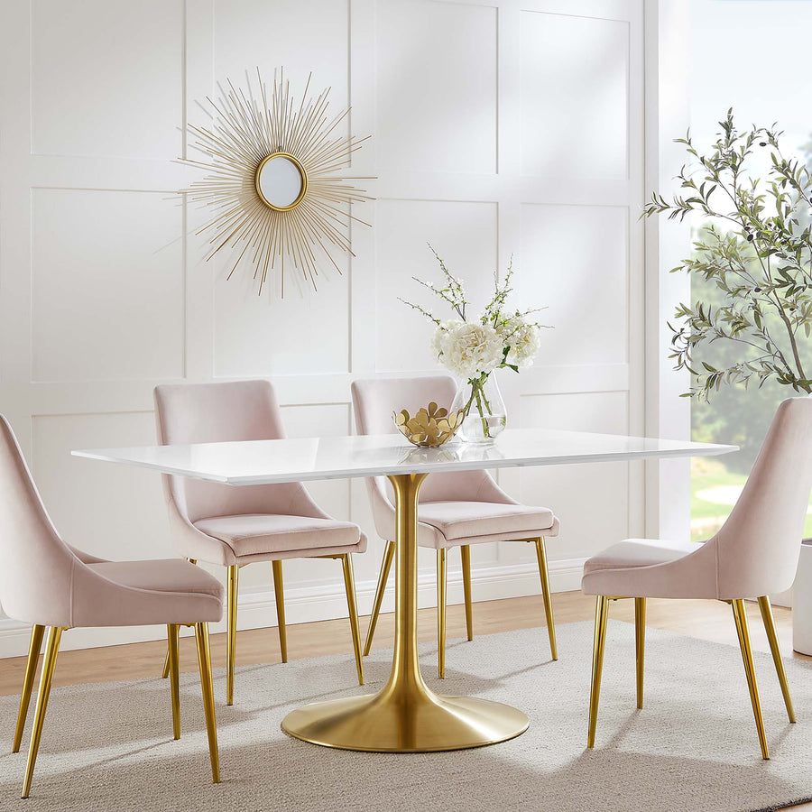 Lumen 60" Rectangular Wood Dining Table in Gold White