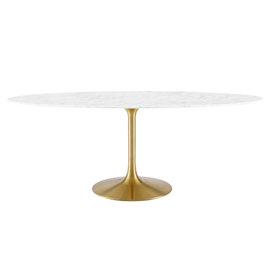 Lippa 78" Oval Faux Marble Dining Table by Furniture For America
