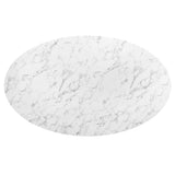 Lumen 78" Oval Faux Marble Dining Table in Gold White