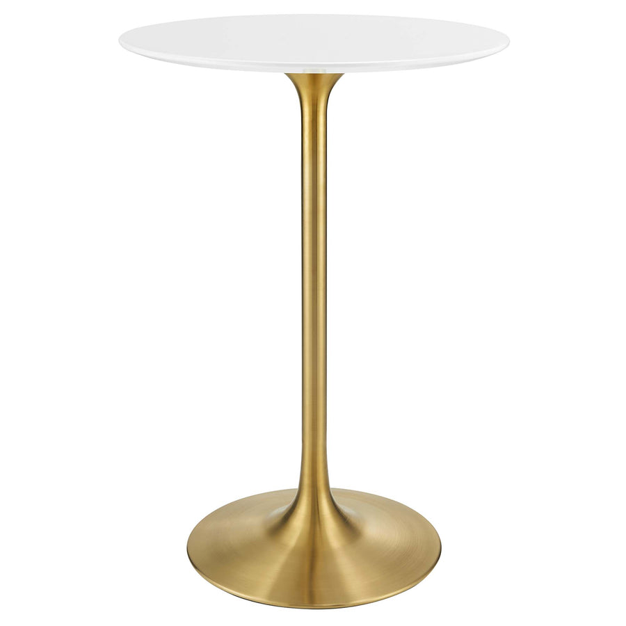 Lumen 28" Round Wood Bar Table in Gold White
