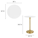 Lumen 28" Round Wood Bar Table in Gold White
