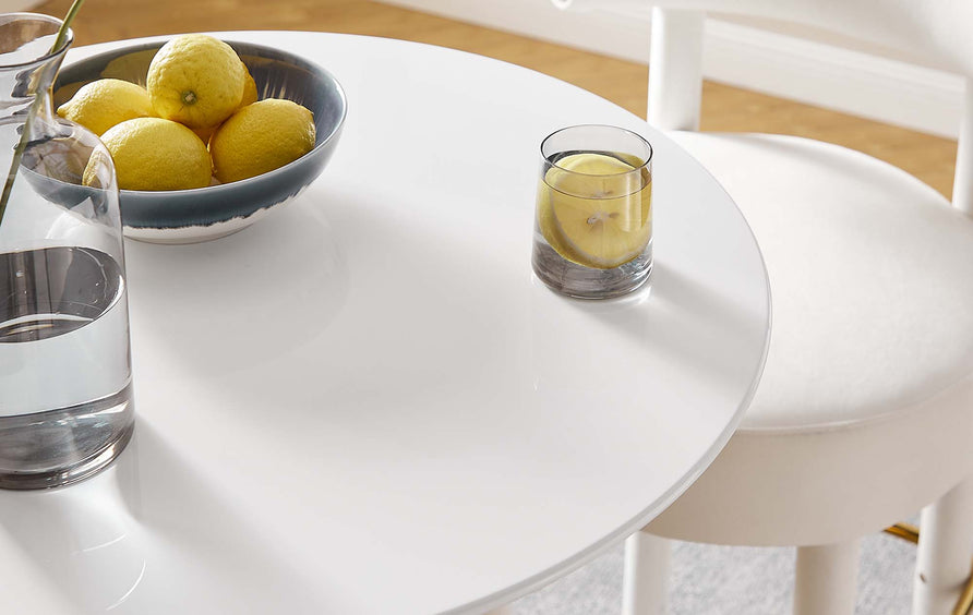 Lumen 28" Round Wood Bar Table in Gold White