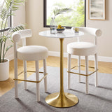 Lumen 28" Round Wood Bar Table in Gold White