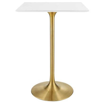 Lippa 28" Square Wood Bar Table in Gold White