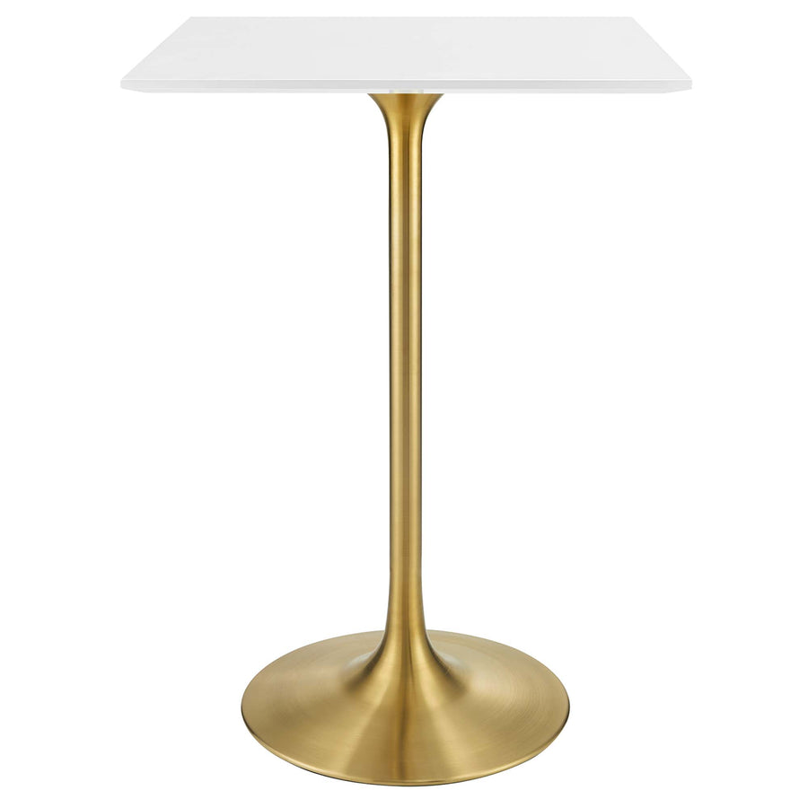 Lumen 28" Square Wood Bar Table in Gold White