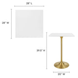 Lumen 28" Square Wood Bar Table in Gold White