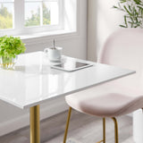 Lumen 28" Square Wood Bar Table in Gold White