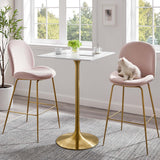 Lumen 28" Square Wood Bar Table in Gold White