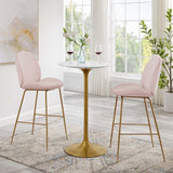 Lumen 28" Round Faux Marble Bar Table in Gold White