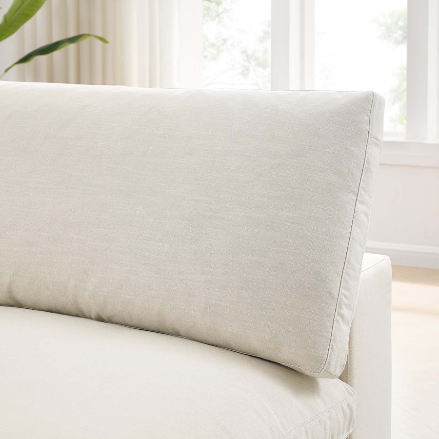 Linden Down Filled Overstuffed Armless Chair in Light Beige