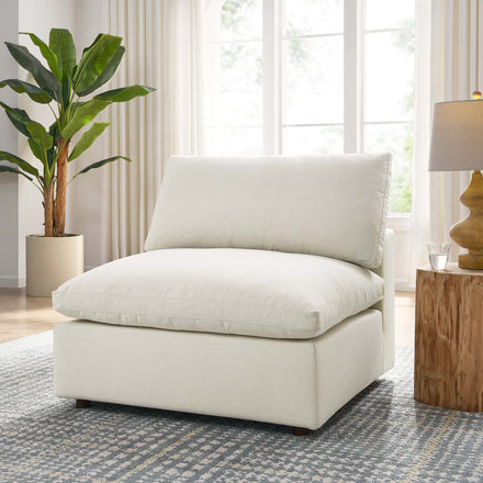 Commix Down Filled Overstuffed Armless Chair in Light Beige