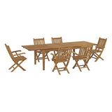 Cove 7 Piece Outdoor Patio Teak Dining Set in Natural