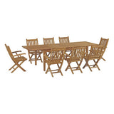Cove 9 Piece Outdoor Patio Teak Dining Set in Natural