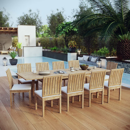 Marina 11 Piece Outdoor Patio Teak Dining Set by Furniture For America