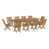 Cove 11 Piece Outdoor Patio Teak Dining Set in Natural