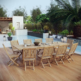 Cove 11 Piece Outdoor Patio Teak Dining Set in Natural