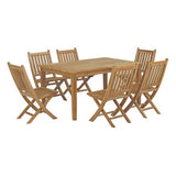 Cove 7 Piece Outdoor Patio Teak Dining Set in Natural