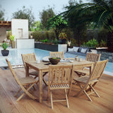Cove 7 Piece Outdoor Patio Teak Dining Set in Natural