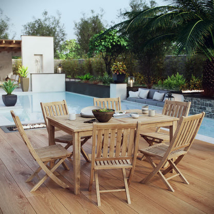Marina 7 Piece Outdoor Patio Teak Dining Set by Furniture For America