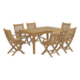 Cove 7 Piece Outdoor Patio Teak Dining Set in Natural