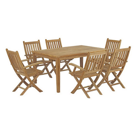 Marina 7 Piece Outdoor Patio Teak Dining Set in Natural