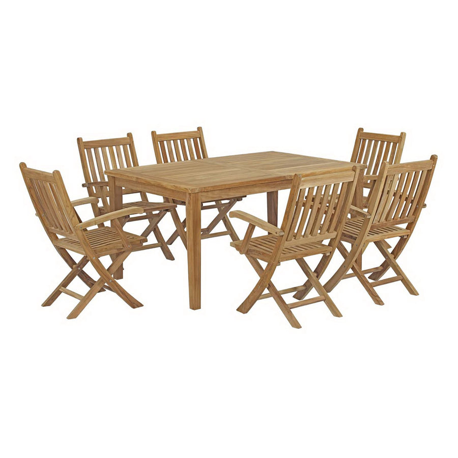 Cove 7 Piece Outdoor Patio Teak Dining Set in Natural