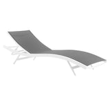 Bergamot Outdoor Patio Mesh Chaise Lounge Chair in White Gray