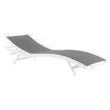 Bergamot Outdoor Patio Mesh Chaise Lounge Chair in White Gray