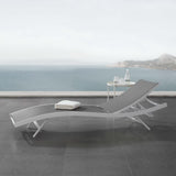 Bergamot Outdoor Patio Mesh Chaise Lounge Chair in White Gray