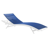 Bergamot Outdoor Patio Mesh Chaise Lounge Chair in White Navy