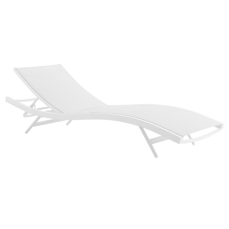Bergamot Outdoor Patio Mesh Chaise Lounge Chair in White White