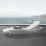 Bergamot Outdoor Patio Mesh Chaise Lounge Chair in White White