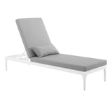 Solvorn Cushion Outdoor Patio Chaise Lounge Chair in White Gray