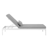 Solvorn Cushion Outdoor Patio Chaise Lounge Chair in White Gray