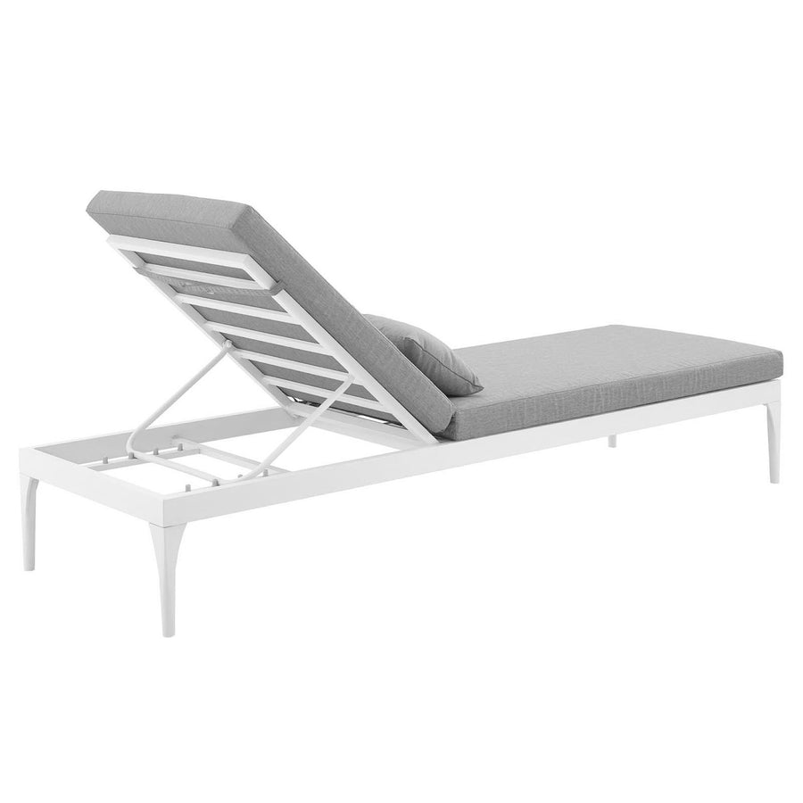 Solvorn Cushion Outdoor Patio Chaise Lounge Chair in White Gray