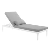 Solvorn Cushion Outdoor Patio Chaise Lounge Chair in White Gray