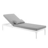 Solvorn Cushion Outdoor Patio Chaise Lounge Chair in White Gray