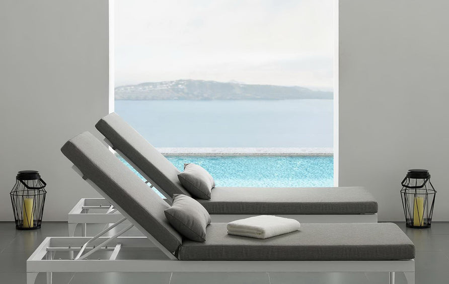 Solvorn Cushion Outdoor Patio Chaise Lounge Chair in White Gray