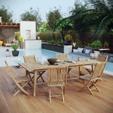 Cove 7 Piece Outdoor Patio Teak Dining Set in Natural