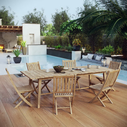 Marina 7 Piece Outdoor Patio Teak Dining Set by Furniture For America