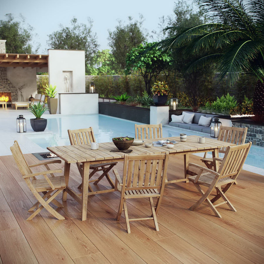 Cove 7 Piece Outdoor Patio Teak Dining Set in Natural