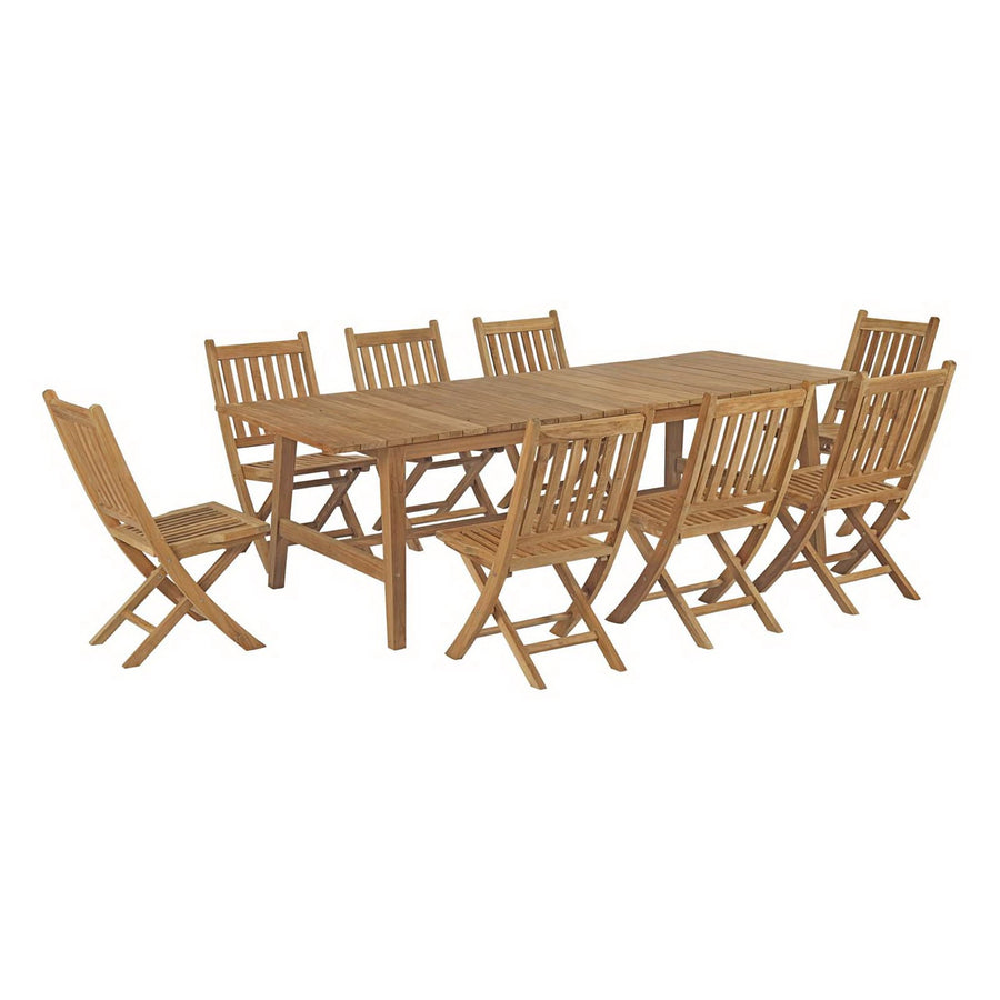 Cove 9 Piece Outdoor Patio Teak Dining Set in Natural