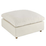 Linden Down Filled Overstuffed Ottoman in Light Beige