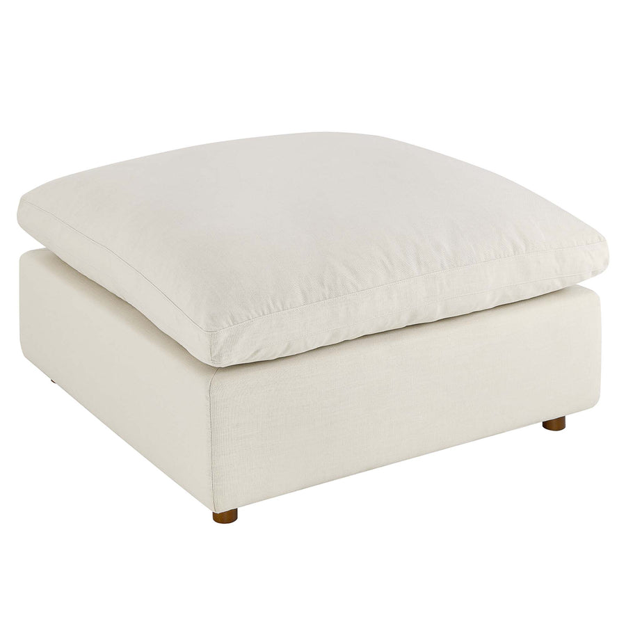 Linden Down Filled Overstuffed Ottoman in Light Beige