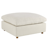 Linden Down Filled Overstuffed Ottoman in Light Beige