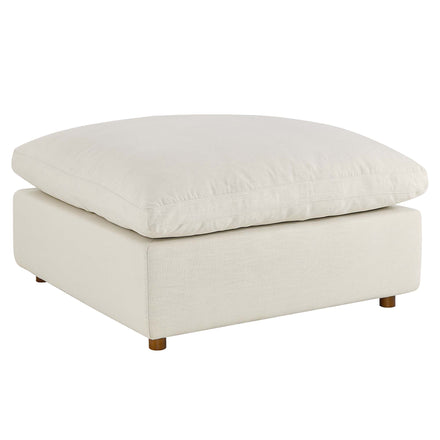 Commix Down Filled Overstuffed Ottoman in Light Beige