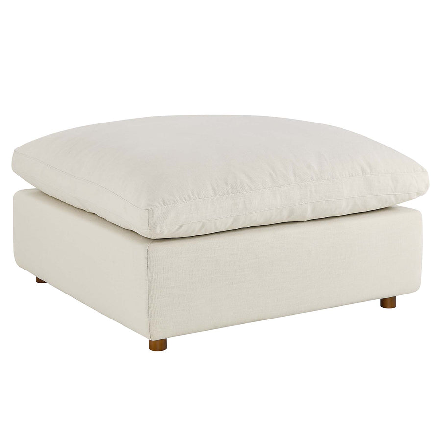 Linden Down Filled Overstuffed Ottoman in Light Beige